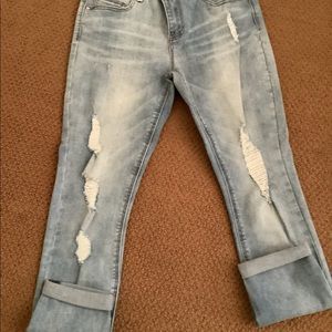 Indigo Rein womens distressed blue jeans